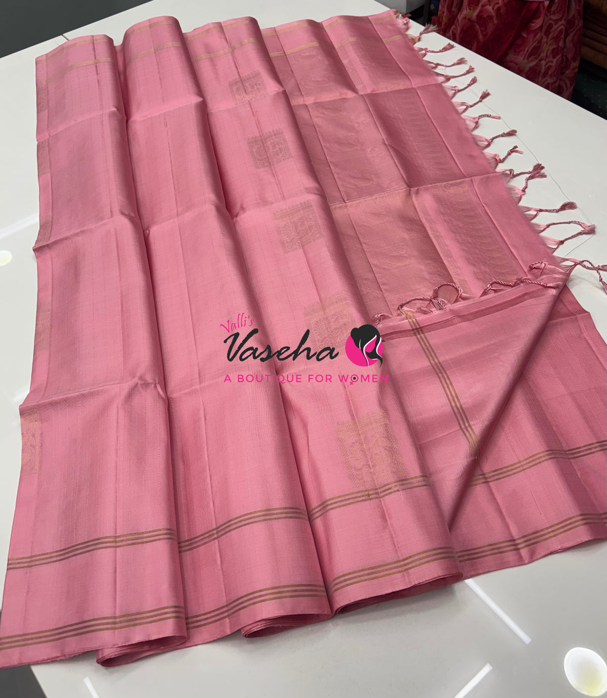 Pure Soft Silk Saree  - Light Pink Shade - VVPSS134