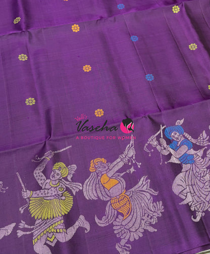 Pure Soft Silk Saree  - Purple With Pink Combo - VVPSS139