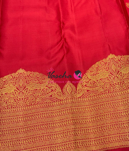 Pure Kanchipuram Silk Saree - Red Shade - VVPS084