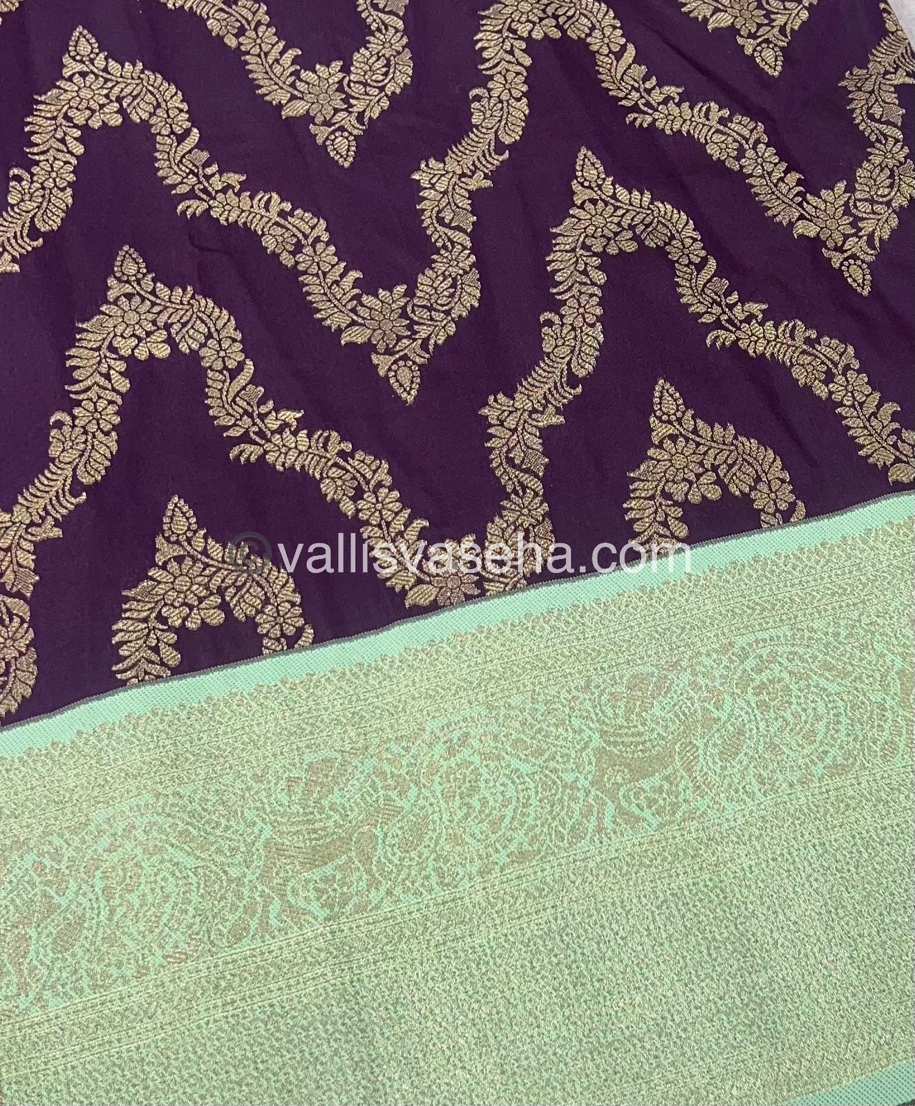 Semi Kanchi Silk - Dark Purple & Light Green Shade  - VVSKS004