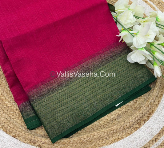 Bamboo Silk Saree - Pink With Green Shade - VVBSS003