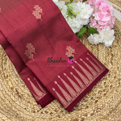 Semi Tussar Silk Saree | Maroon  Shade |VVSTS050