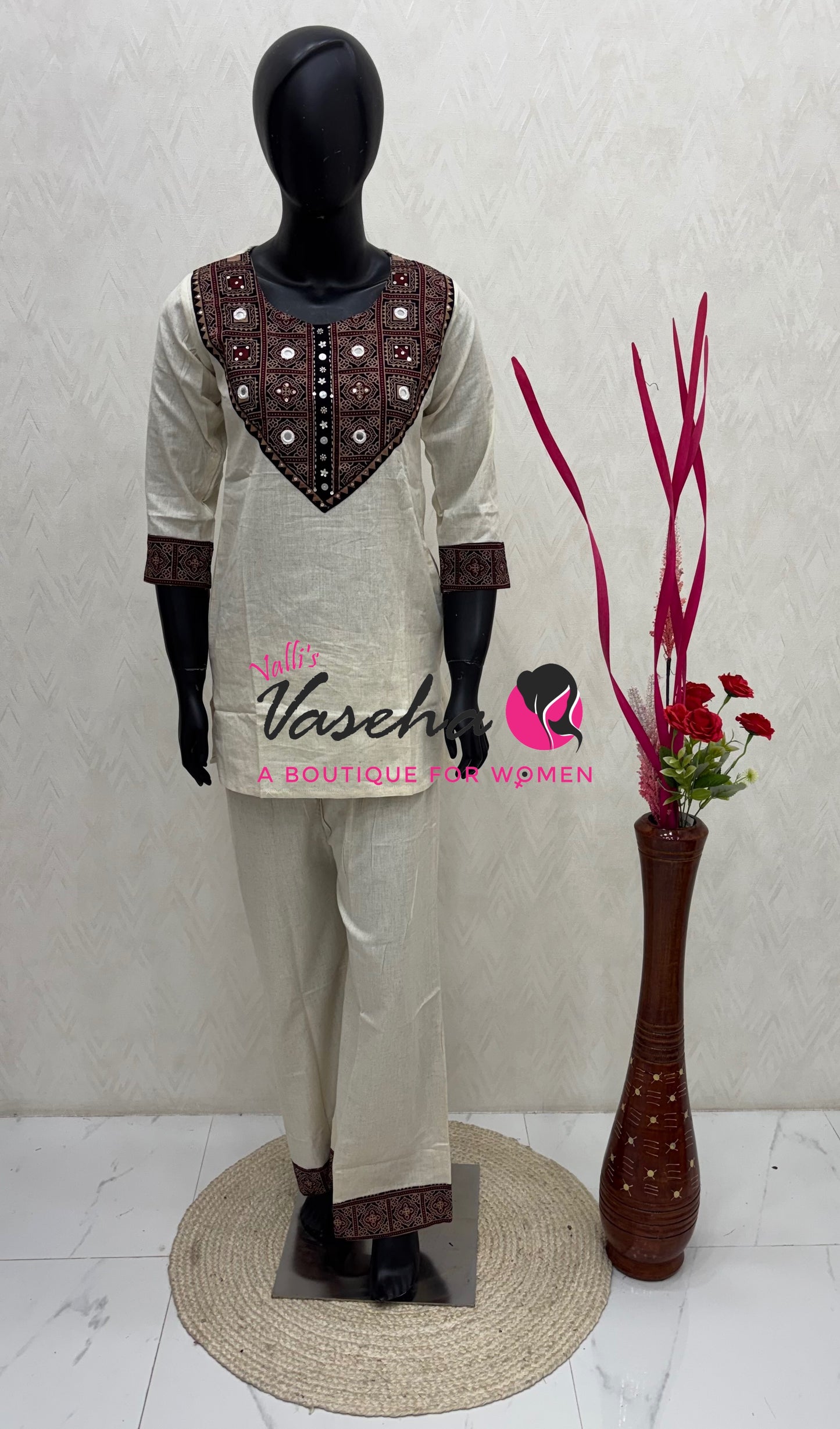 Top & Bottom(2pc) Co-Ord Set - Khadi Cotton - VVCS013