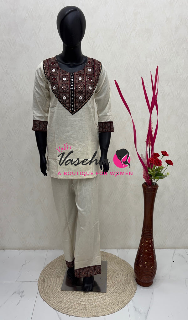 Top & Bottom(2pc) Co-Ord Set - Khadi Cotton - VVCS013