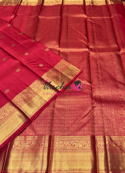 Pure Kanchipuram Silk Saree - Vairavoosi Design  - Red Shade - VVPS060