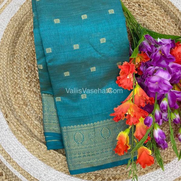 Semi Tussar Silk Saree |Turquoise Blue shade |VVSTS045