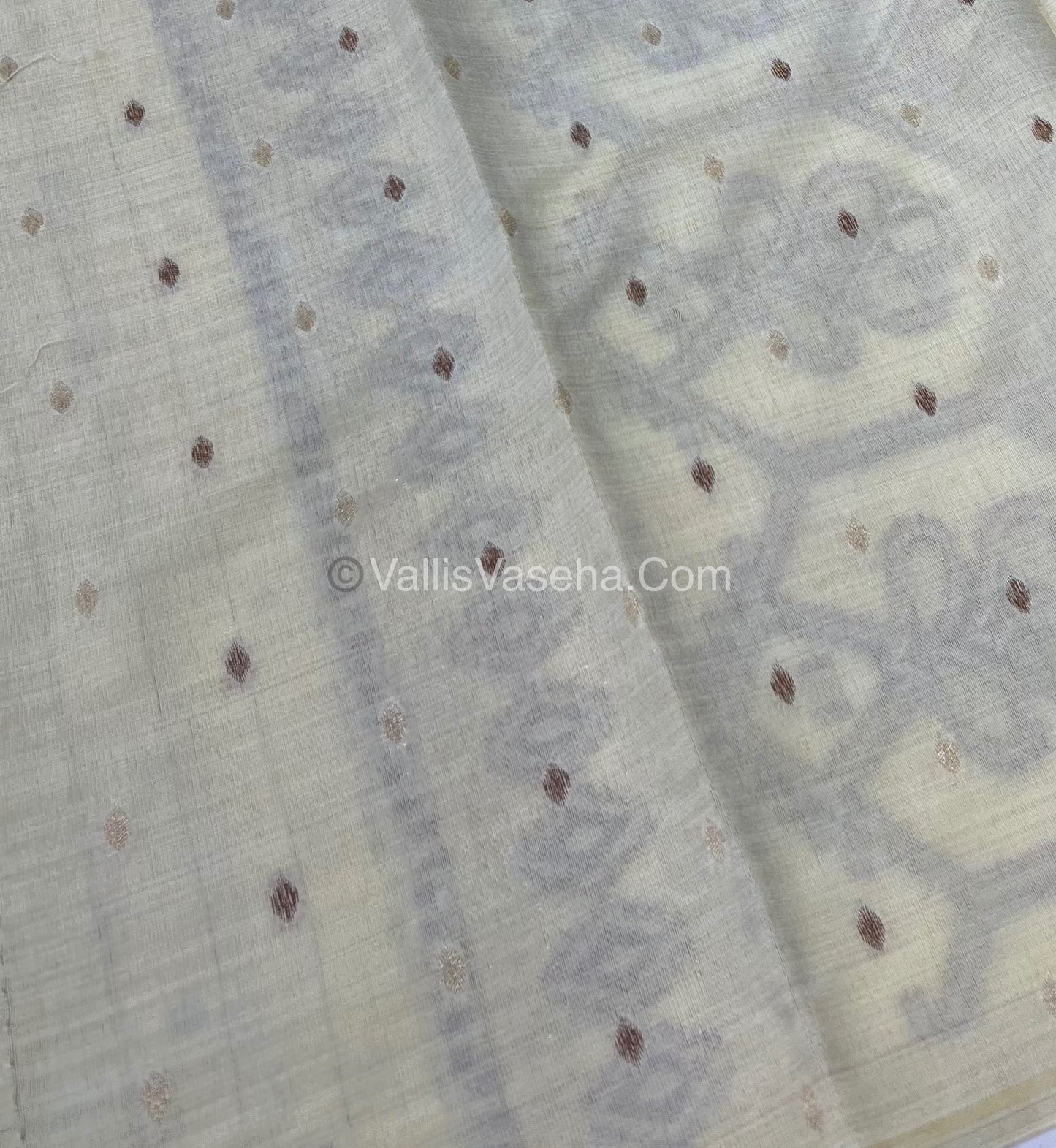 Cherry Tussar - Semi Tussar Silk - White Shade - VVSTS009