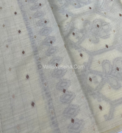 Cherry Tussar - Semi Tussar Silk - White Shade - VVSTS009