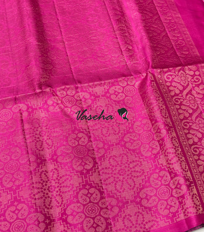 Pure Soft Silk Saree - Mustard Yellow & Pink Combo - VVPSS114