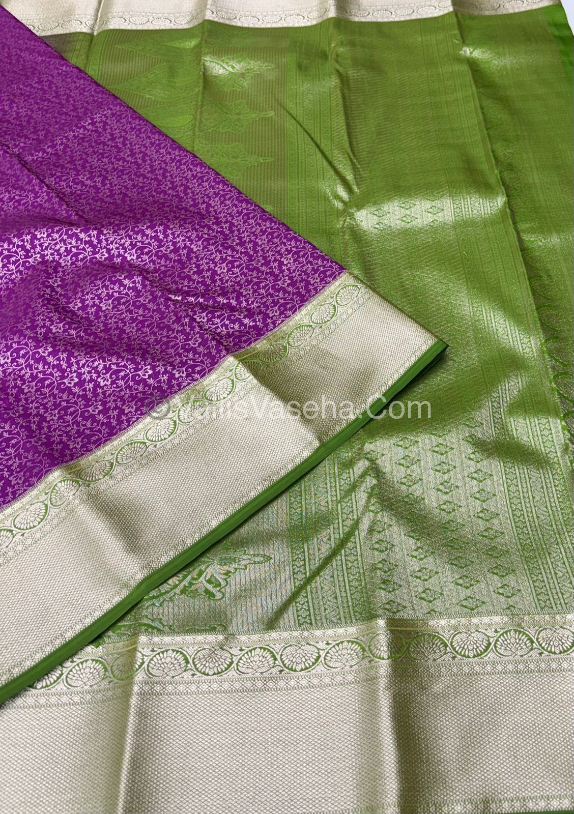 Semi Bridal Kanchipuram Silk - Purple With Green Shade  - VVSBK001