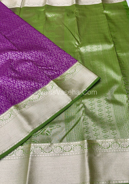 Semi Bridal Kanchipuram Silk - Purple With Green Shade  - VVSBK001