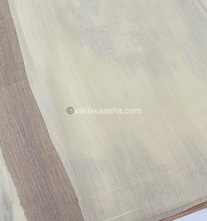 Semi Raw Silk with Jamdhani Design Weaving with Tree Design Pallu - Cream Shade - VVRS002