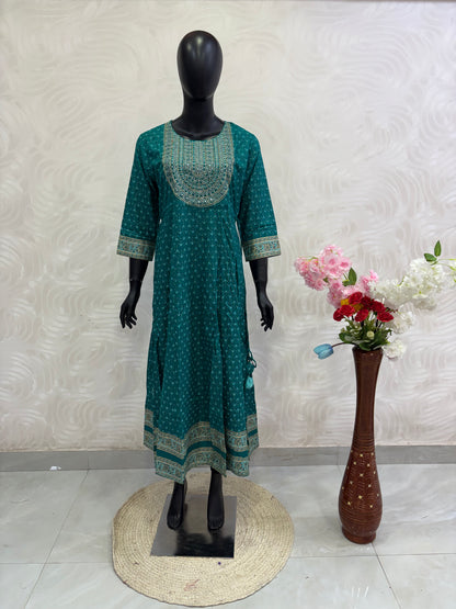 Ready Made - Anarkali - Long Gown - Ramar Blue Shade - VVRLG002