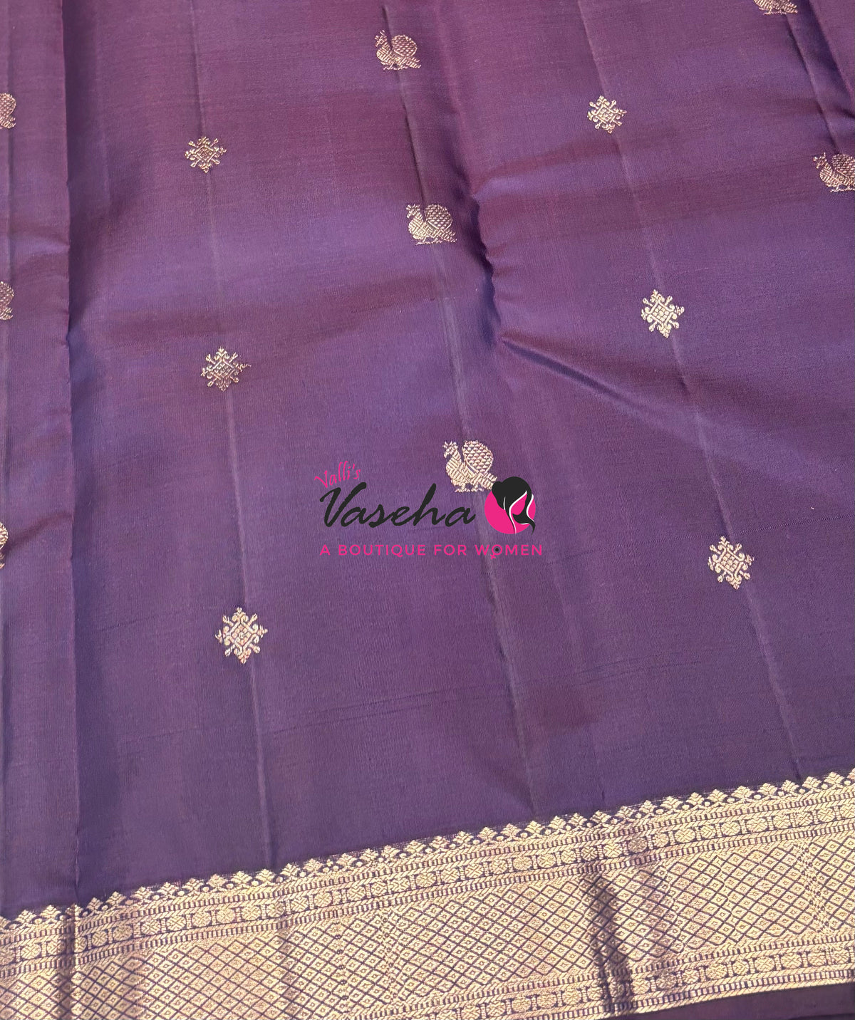 Pure Kanchipuram Silk Saree - Dark Purple Shade - VVPS093