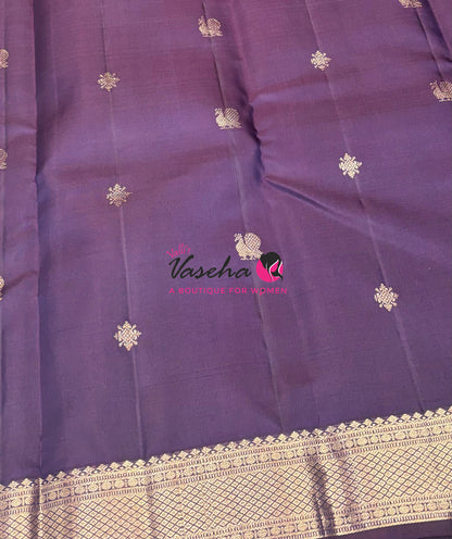Pure Kanchipuram Silk Saree - Dark Purple Shade - VVPS093