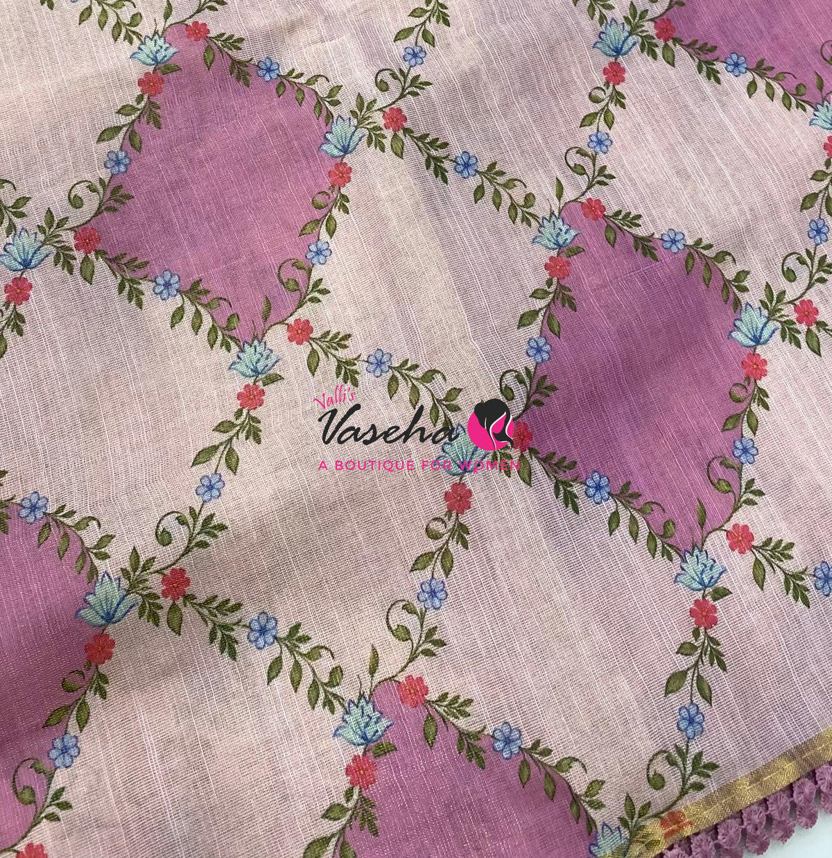 Linen Tissue Saree -  Light & Dark Combo - Pink Shade- VVLTS006