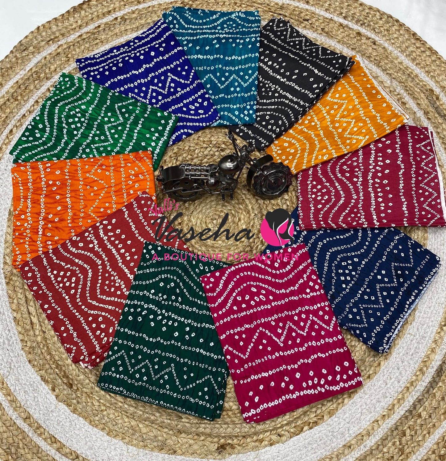 Blouse Bit - Pack Of 11pcs  - Assorted - Bandhini / Bhandej - 1 mtr - VVBB003