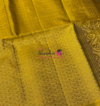 Half Mixed  Soft Silk Saree - Grey & Lemon Green - VVPSS077