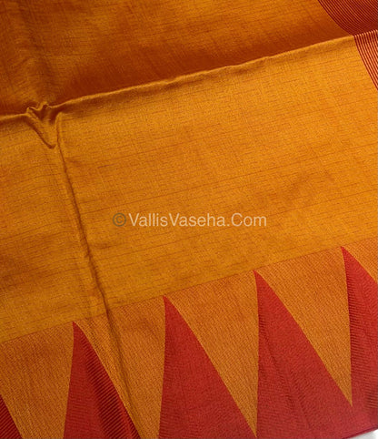 Semi Raw Silk - Yellow With Maroon  Shade - VVRS006