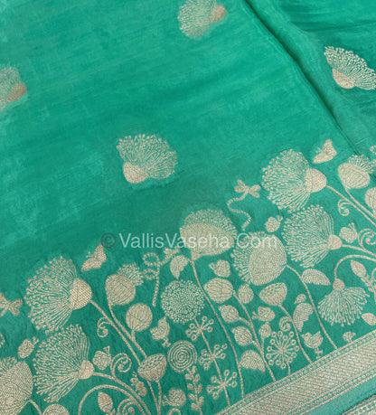 Banarasi Premium Viscose Saree - Sea Green Shade - VVBPV001