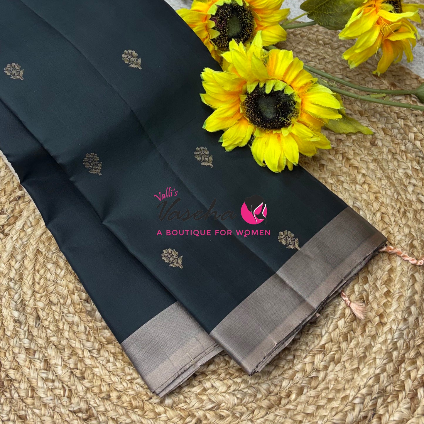 Half Mixed  Soft Silk Saree - Green & Grey - VVPSS073