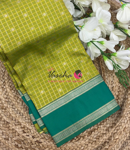 Semi Soft Silk - Lemon Green With Green - VVSSS035