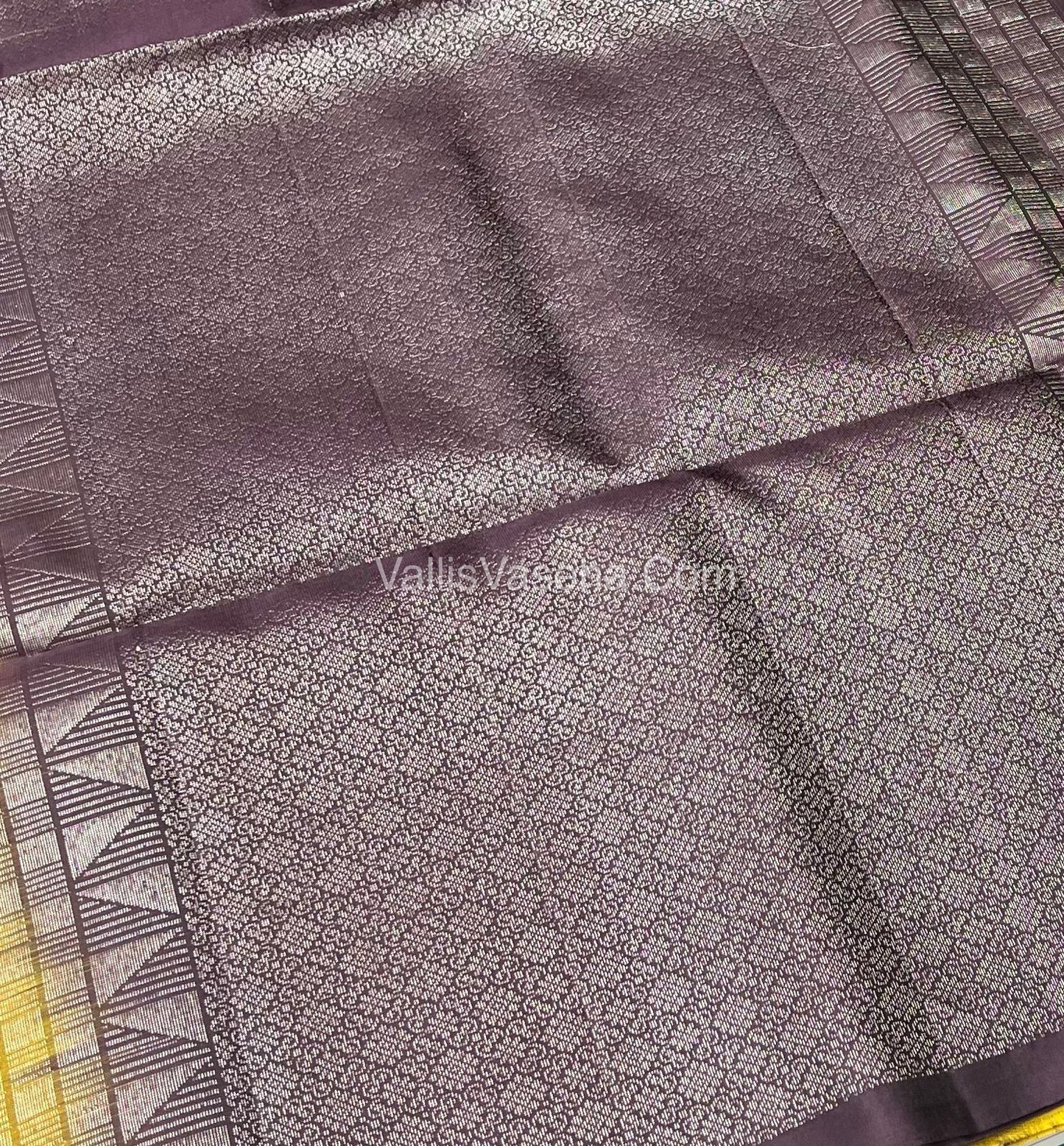 Pure Soft Silk Saree - Border Less  - Yellow & Brown Combo - VVPSS055