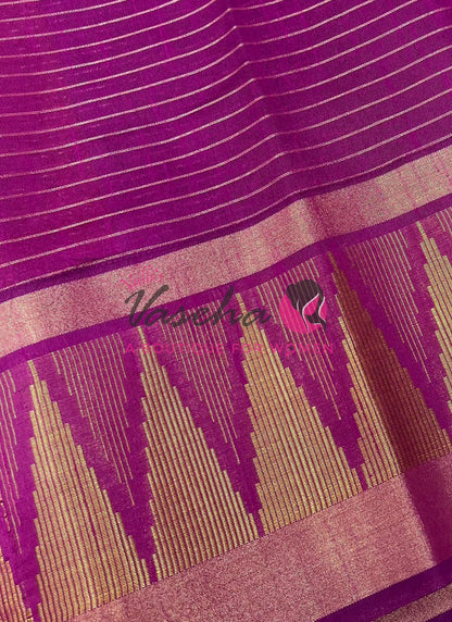 Semi Raw Silk - Lakshadeepam Design - Rust Orange With Purplish Pink Shade - VVRS008