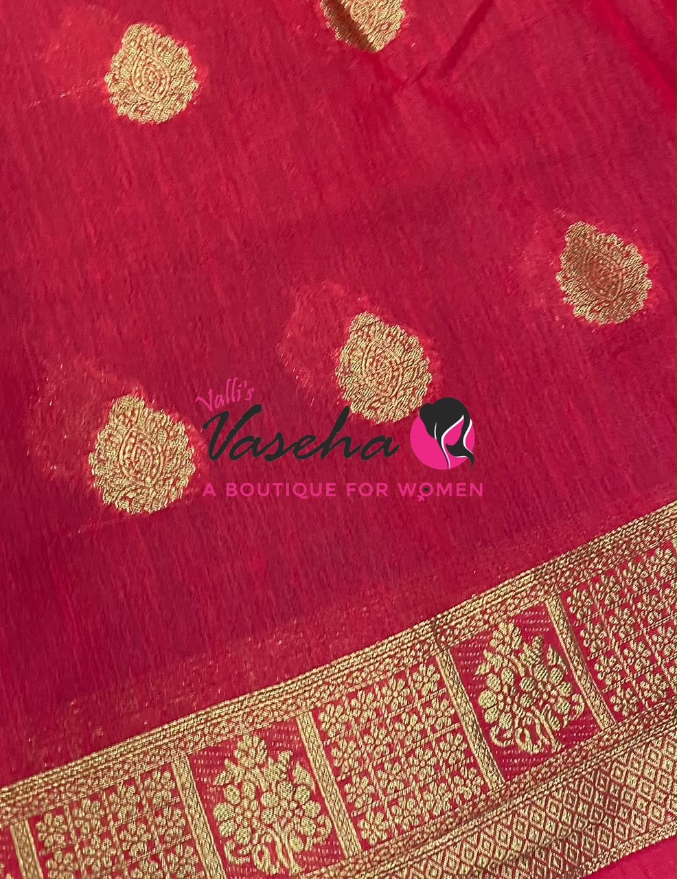 Semi Jute Silk Saree - Black With Red Shade- VVSJS002