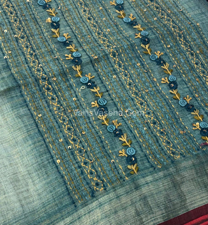 French Knot - Tissue Saree - Blue Shade - VVLFN008