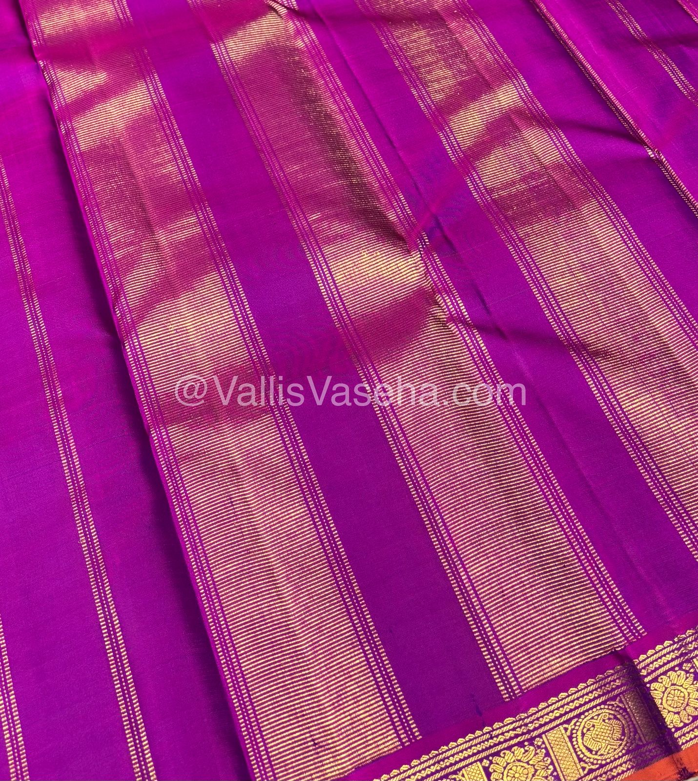 Pure Kanchipuram Silk Saree - Blueish Violet & Purplish Pink Combo - VVPS016