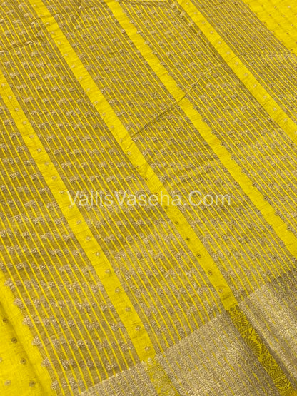 Semi Tussar Silk  - Lemon Yellow Shade- VVSTS015