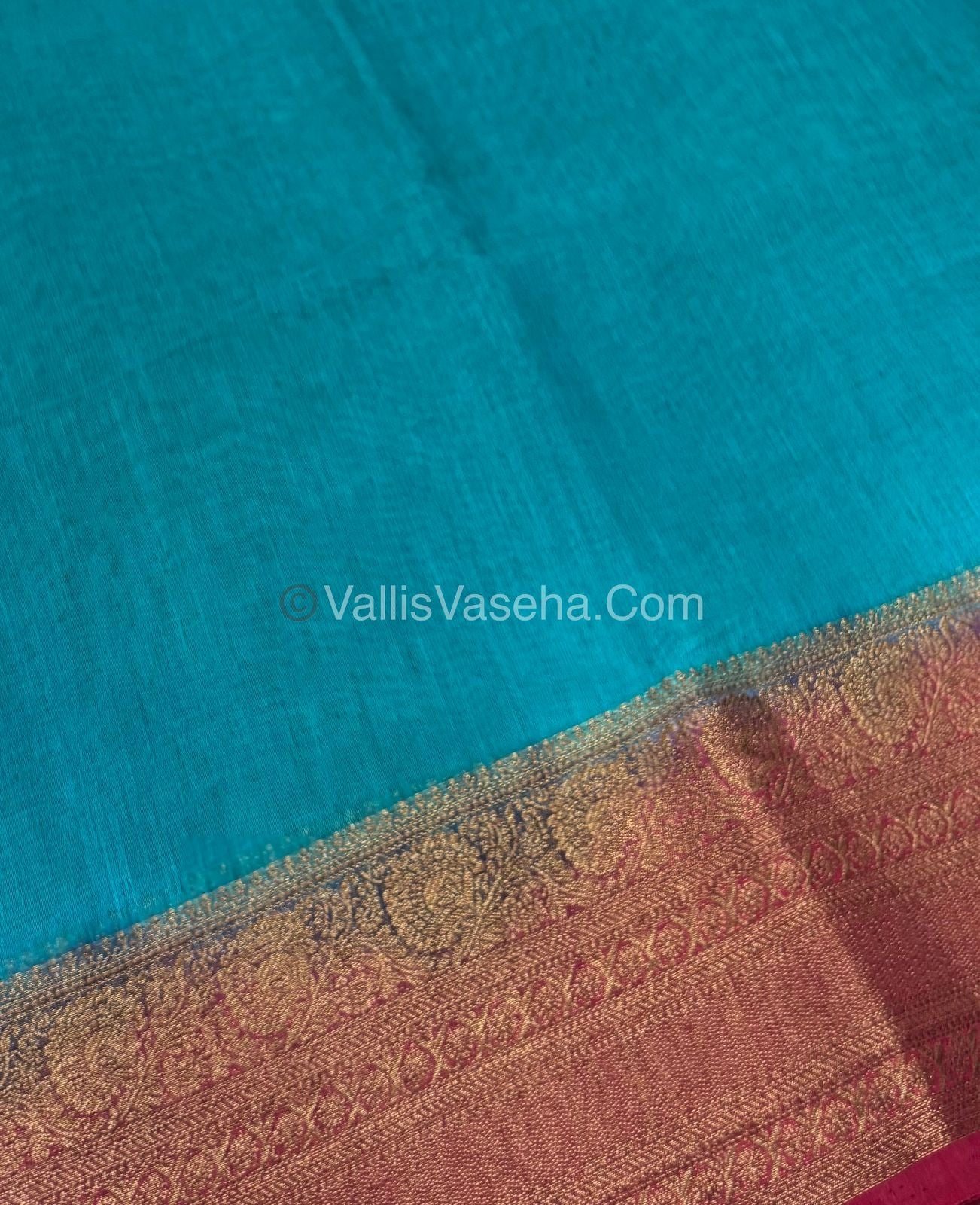 Bamboo Silk Saree -  Blue with pink Shade - VVBSS009