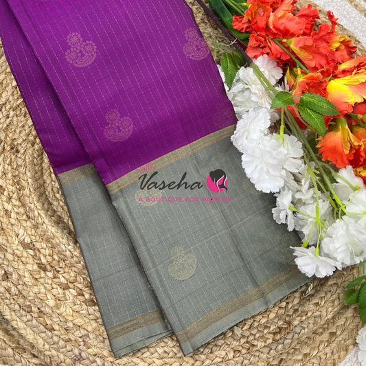 Half Mix - Pure Soft Silk Saree - Long Retta Petta Border with Butta - VVPSS084