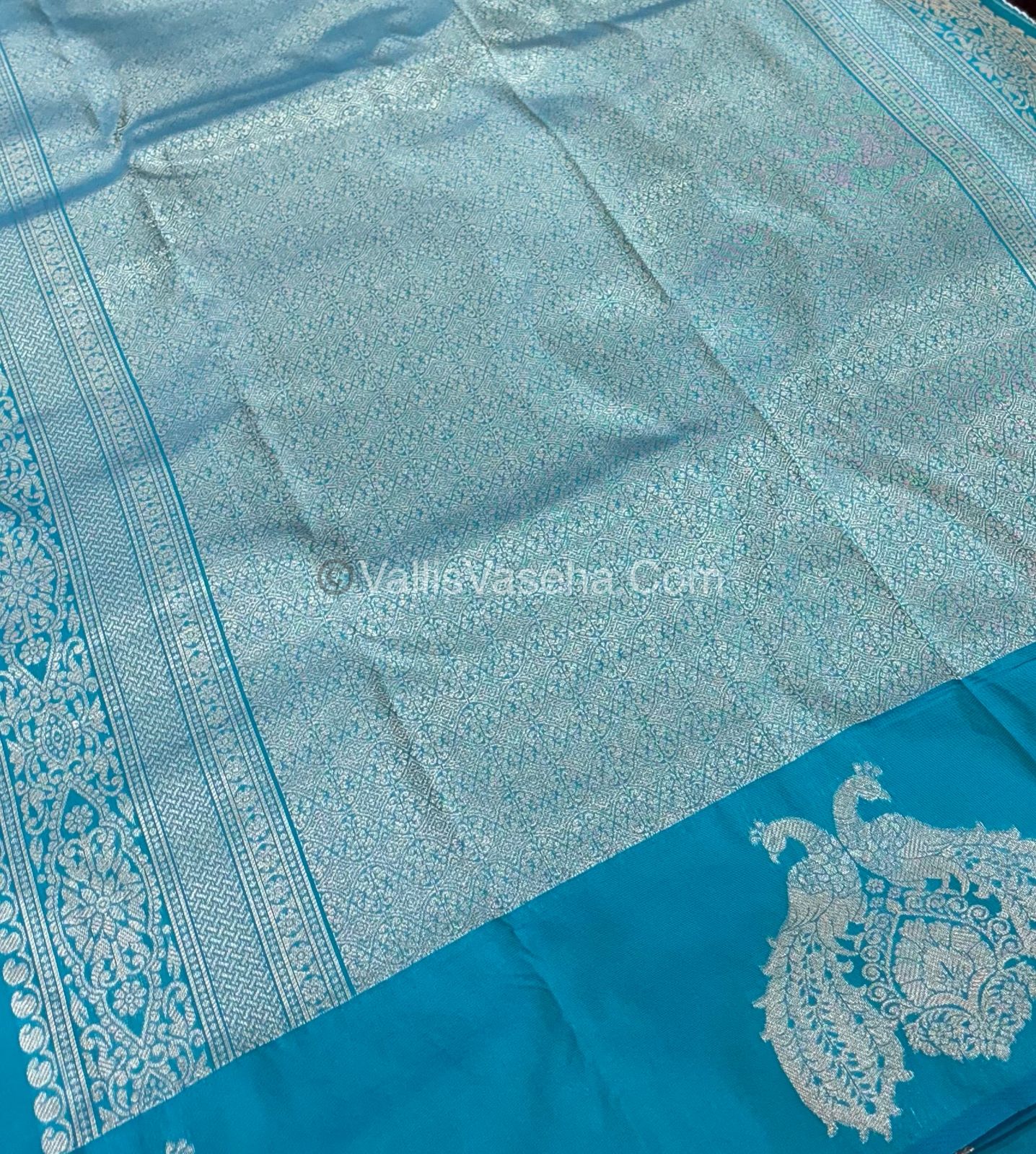 Semi Soft Silk  - Turquoise Blue Shade -VVSSS018