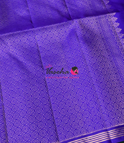 Pure Soft Silk Saree  - Yellow With Violetish Blue Combo - VVPSS151