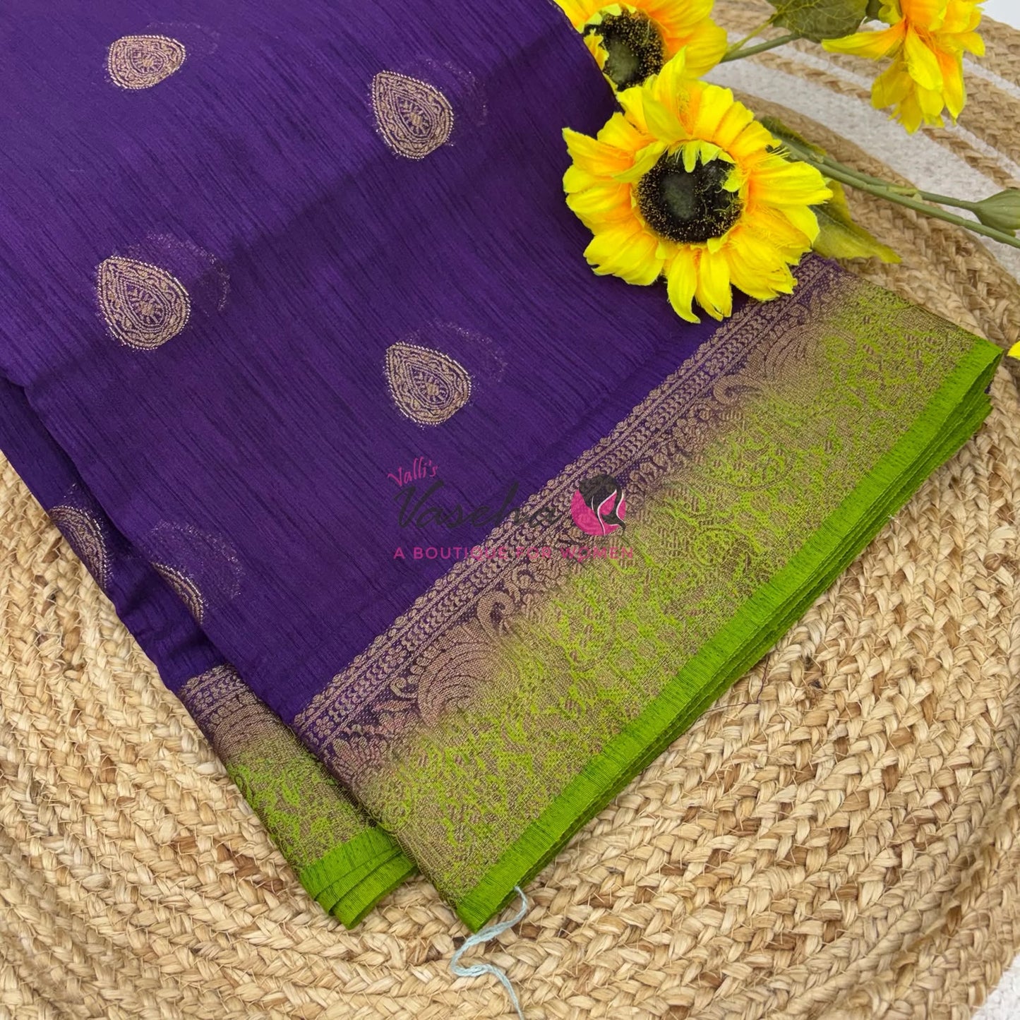 Bamboo Silk Saree-Purple with Green Shade - VVBSS016