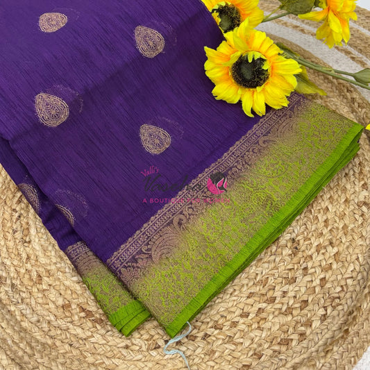 Bamboo Silk Saree-Purple with Green Shade - VVBSS016
