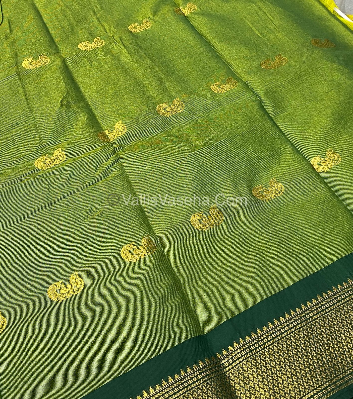 Semi Silk -  Pistha Green with Green Combo - VVSS001