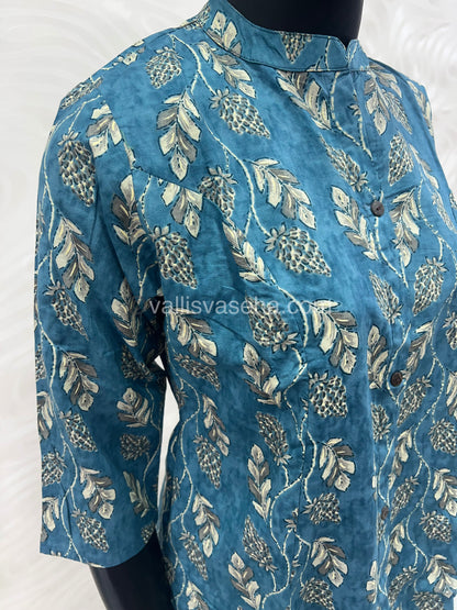 Slub Cotton -  Printed Kurti -  A - Line Cut - VVALK001