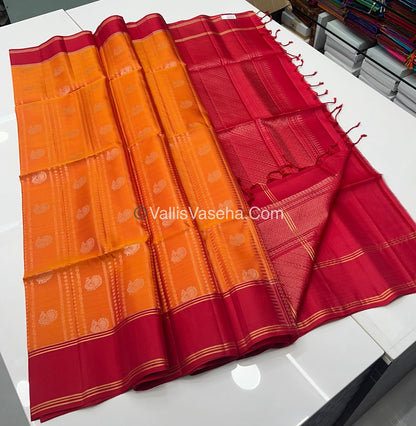 Pure Soft Silk Saree - Orange & Red - VVPSS062