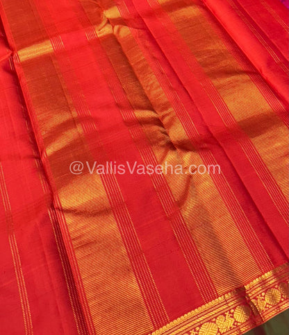 Pure Kanchipuram Silk Saree - Pink & Orange Combo - VVPS016