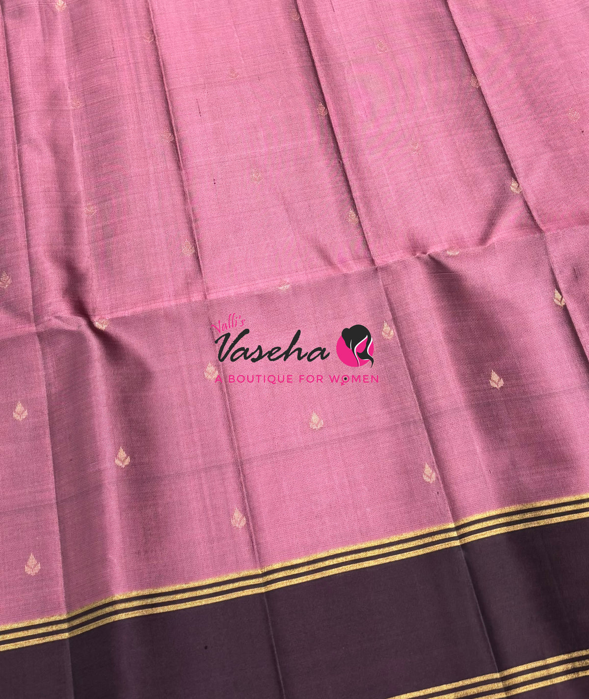 Pure Soft Silk Saree  - Onion Pink & Wine Brown Combo - VVPSS141