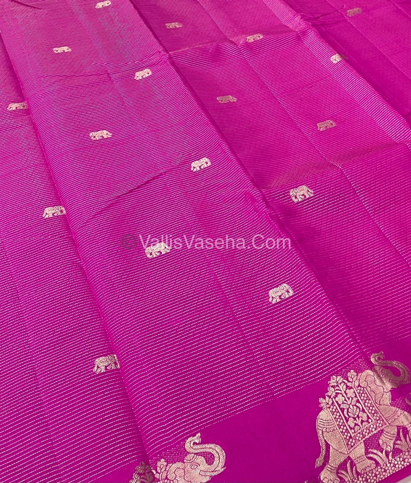 Semi Tussar Silk - Vairavoosi & Elephant Design - Rani Pink shade-VVSTS019