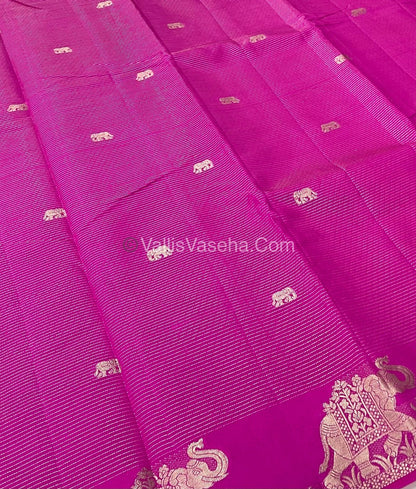 Semi Tussar Silk - Vairavoosi & Elephant Design - Rani Pink shade-VVSTS019