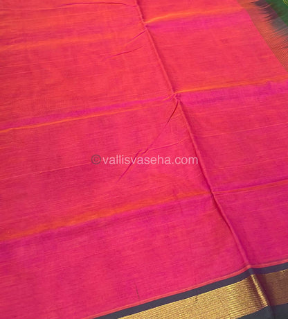Pure Silk Cotton Sarees - Pink  With Green  - VVPSC003