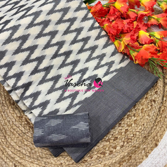 Ikkat Mercerised Cotton Saree - Single Ikkat - VVIKS001