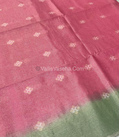 Bhagalpuri Silk - Vaira Voosi Lines - Pink & Light Pastel Green Combo - VVBSV001