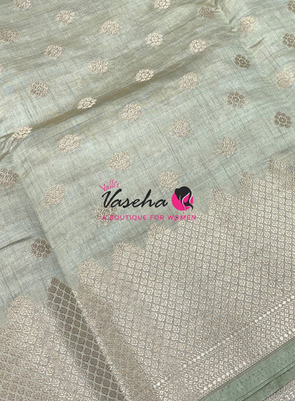 Semi Tussar Silk Saree | Grey Shade |VVSTS057