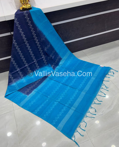 Bhagalpuri Silk - Blue With Blue- VVBS005